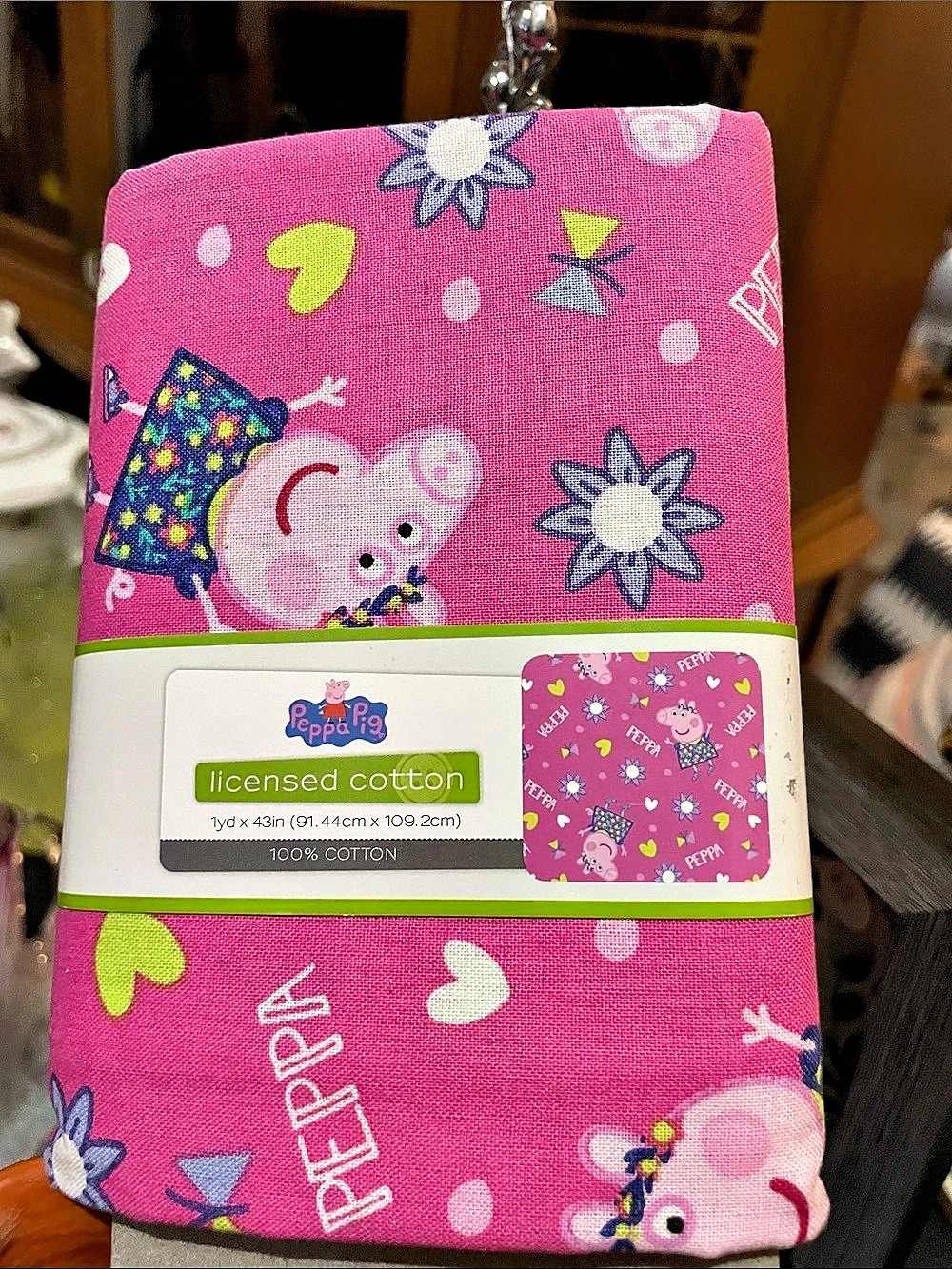 Peppa Pig Pink Cotton Sheet 1yd x 43in NWT